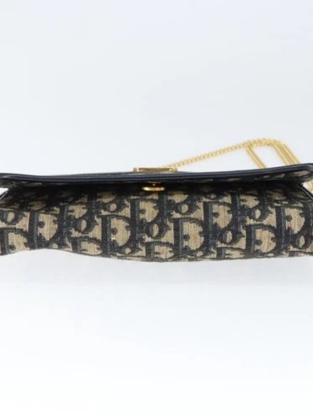 Christian Dior Trotter Canvas Chain Shoulder Bag Navy Auth 149106A - Picture 5 of 16